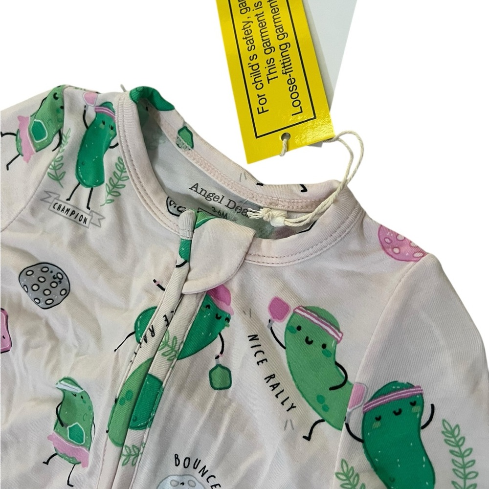 Angel Dear baby pickleball One Piece Footie - Pink and Green - Picture 4 of 6